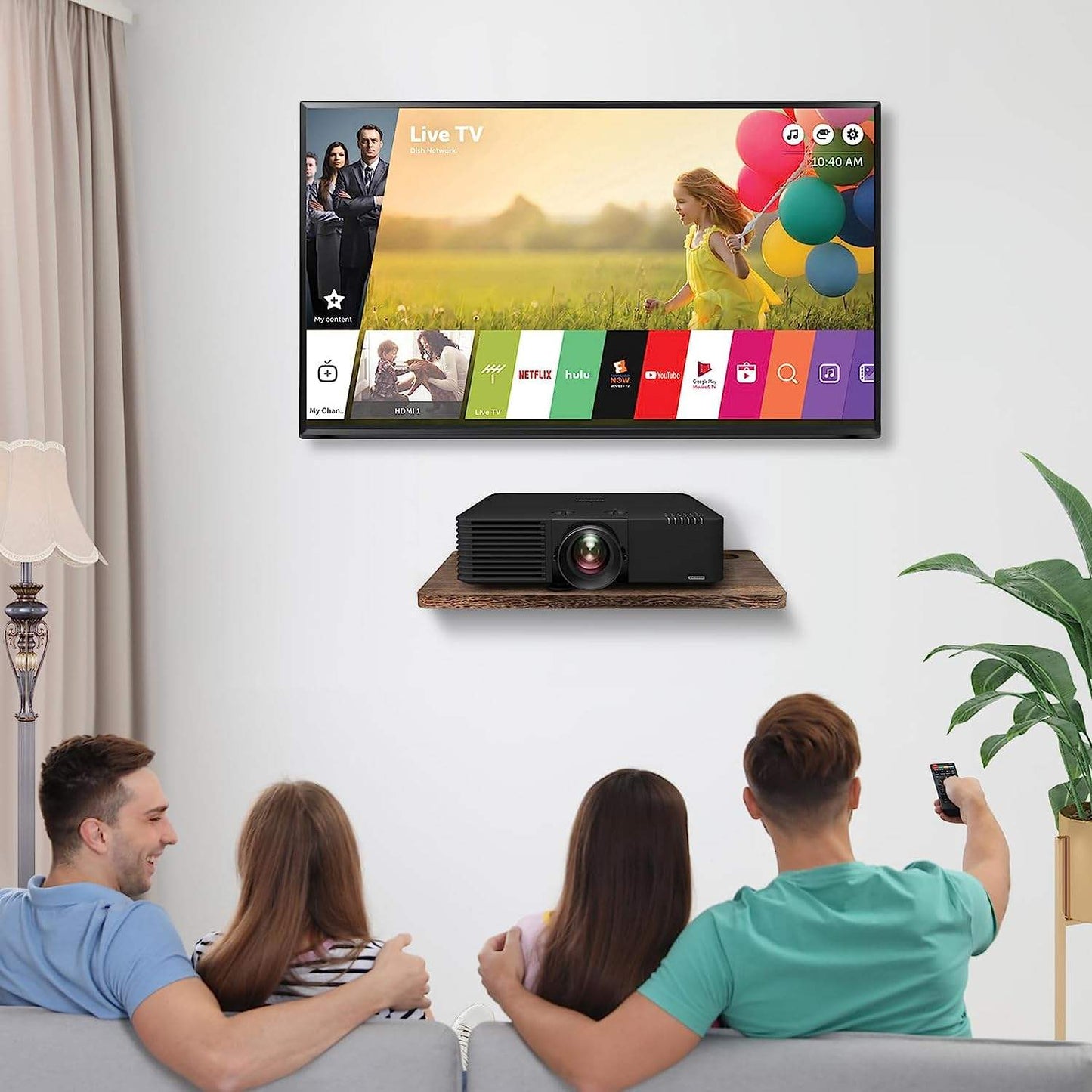 Carpentray Floating Projector Wall Mount TV Shelf (Brown)