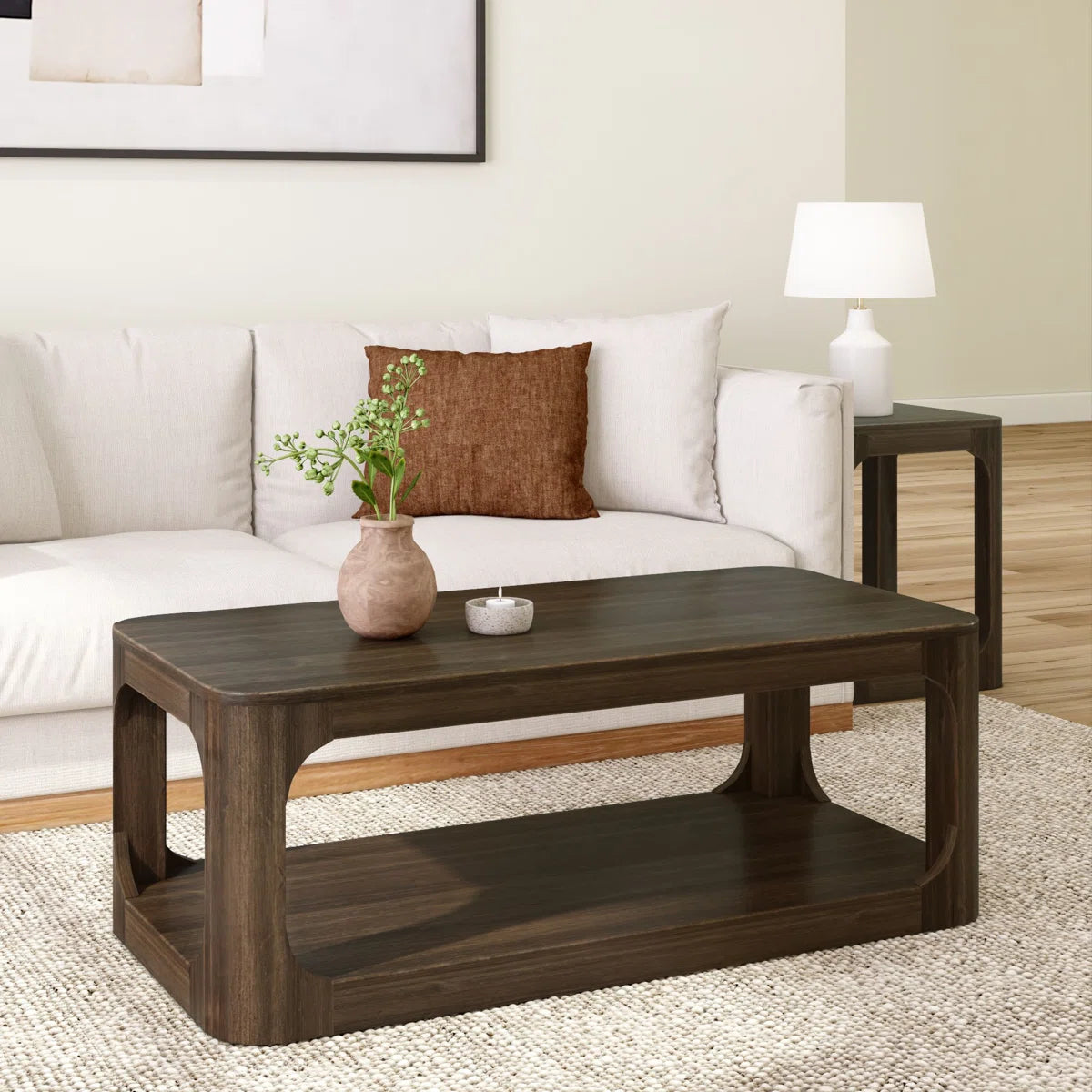 Carpentray Duble dekar Wooden Coffee Table Walnut (85*50*45)