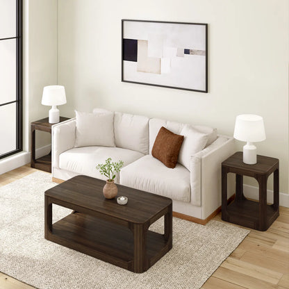 carpentray duble dekar wooden coffee table walnut (85*50*45)