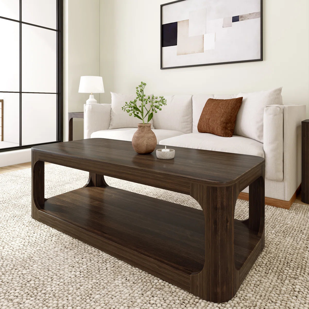 Carpentray Duble dekar Wooden Coffee Table Walnut (85*50*45)