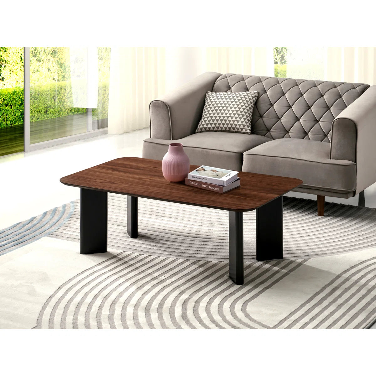 carpentray premium coffee table walnut finish (85*50*45cm)