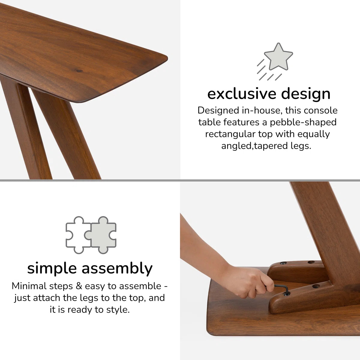 carpentray 150cm long wooden console table