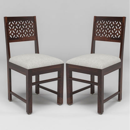 carpentray furniture sheesham wooden 2 dining chair soft cusion set of 2 for living room