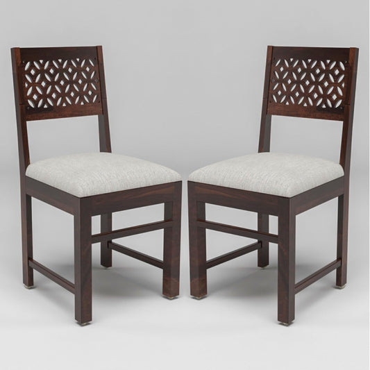 Carpentray Furniture Sheesham Wooden 2 Dining Chair Soft Cusion Set of 2 for Living Room