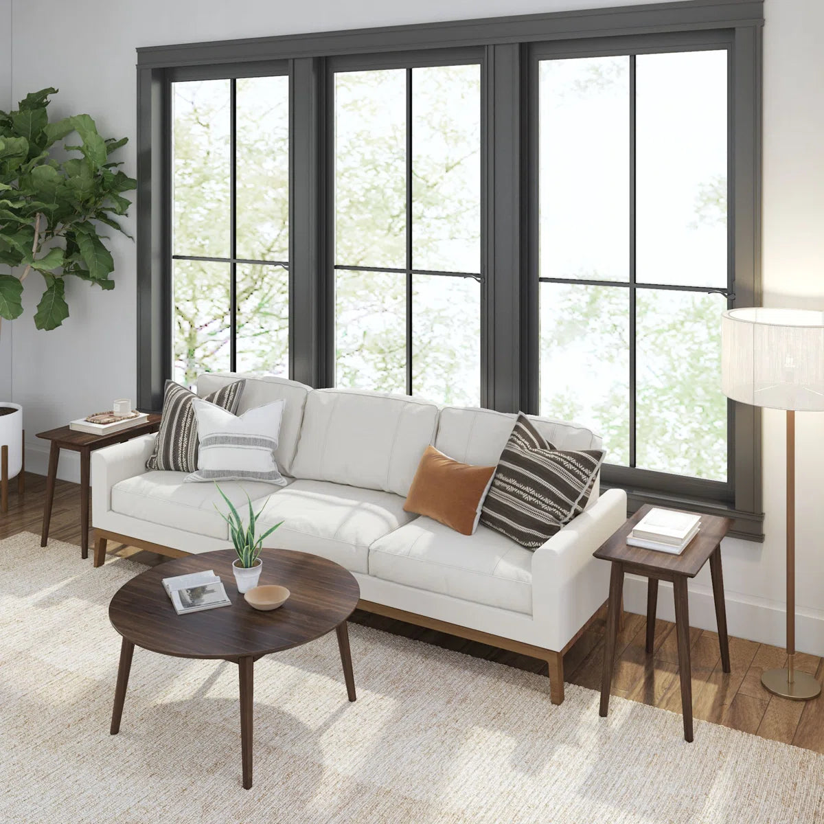 carpentray 30x30 inch round walnut coffee table