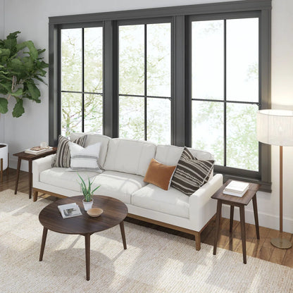 carpentray 30x30 inch round walnut coffee table