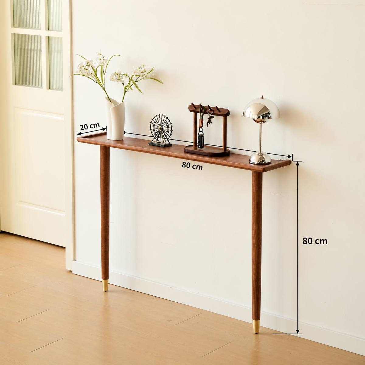 carpentray 80cm long light brown console table | modern wooden entryway table