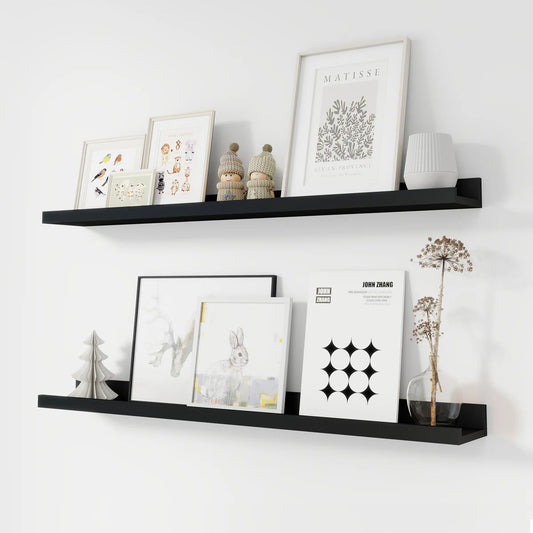 Carpentray 36 inch Long Set of 2 Wooden Wall Shelf (Black)