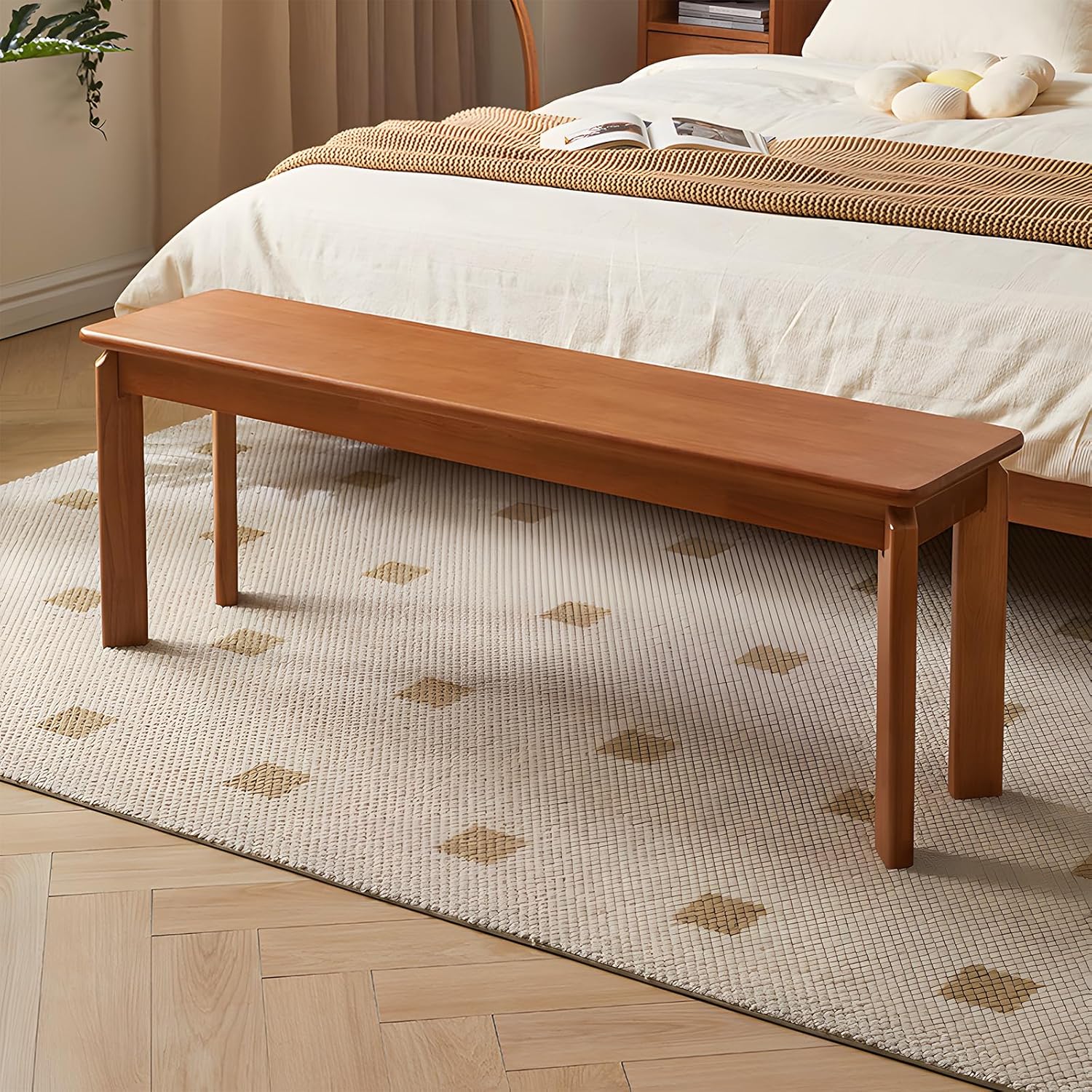 carpentray 100cm long solid sheesham wood dining bench for living room