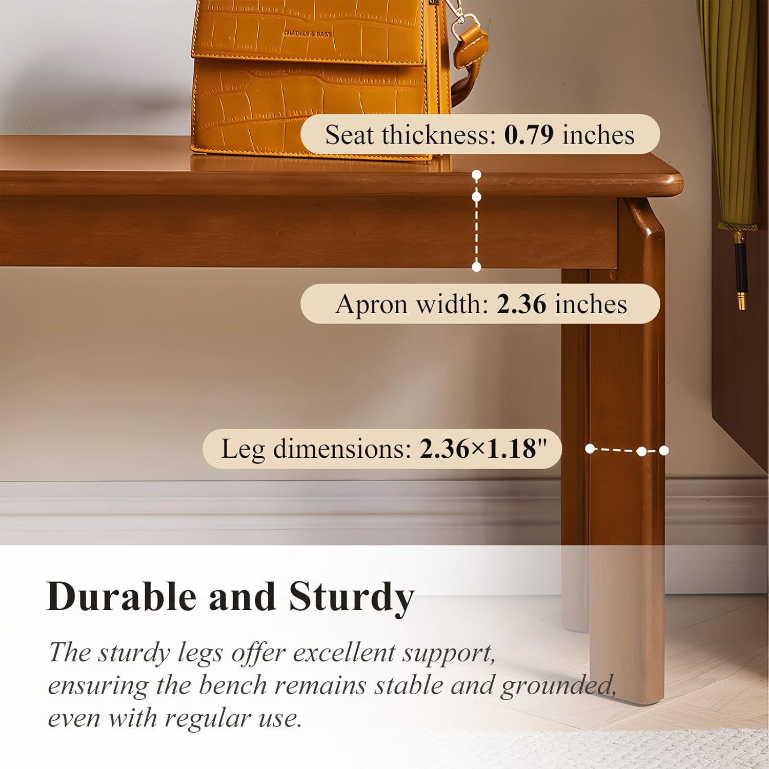 carpentray 100cm long solid sheesham wood dining bench for living room