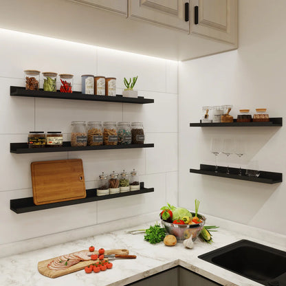 carpentray 24 inch long set of 2 wooden wall shelf (black)