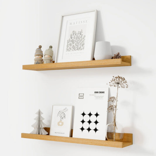Carpentray 24 inch Long Set of 2 Wooden Wall Shelf (Teak)