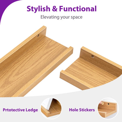 carpentray 24 inch long set of 2 wooden wall shelf (teak)