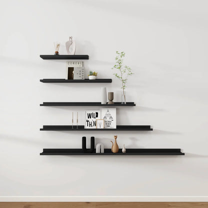 carpentray 24 inch long set of 2 wooden wall shelf (black)