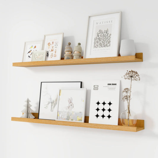 Carpentray 36 inch Long Set of 2 Wooden Wall Shelf (Teak)