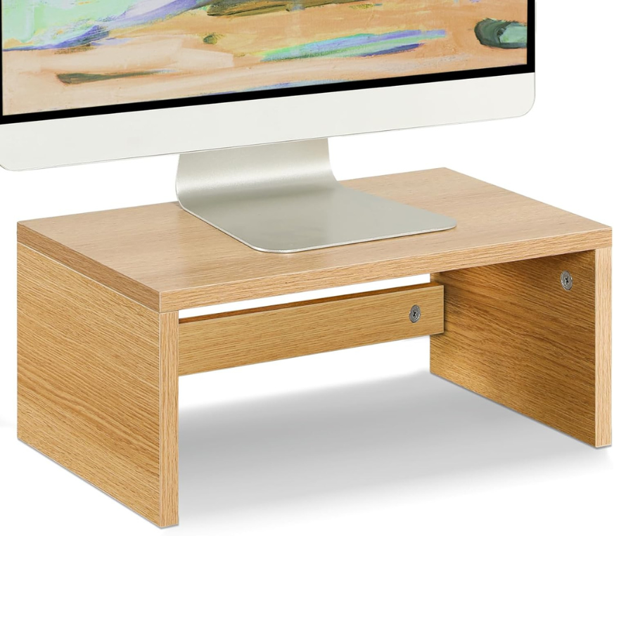 carpentray higher monitor stand riser, wood monitor riser (teak)