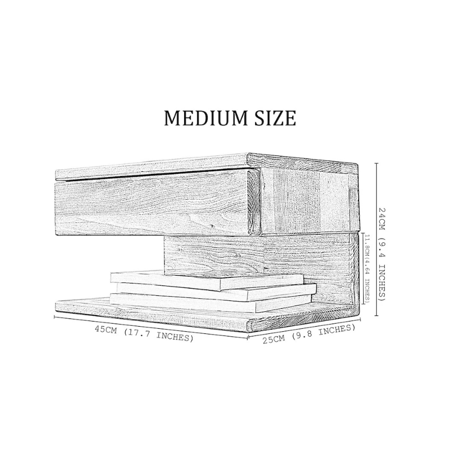 carpentray wooden wall bedside & shelf