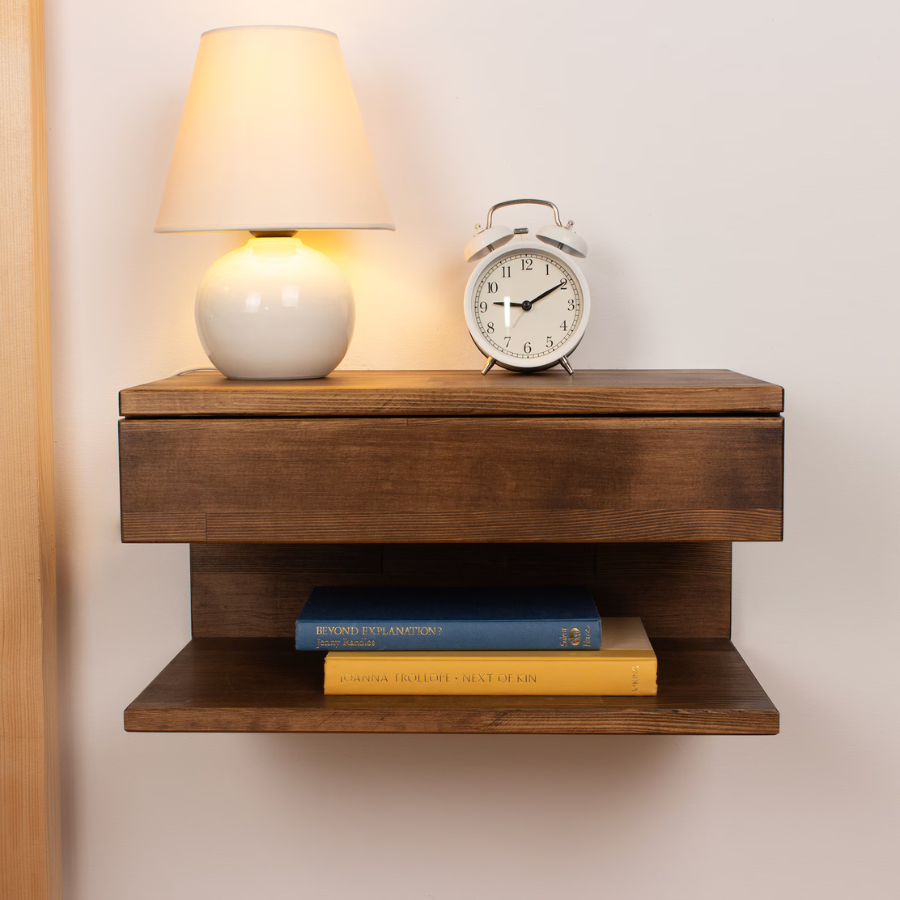 carpentray wooden wall bedside & shelf