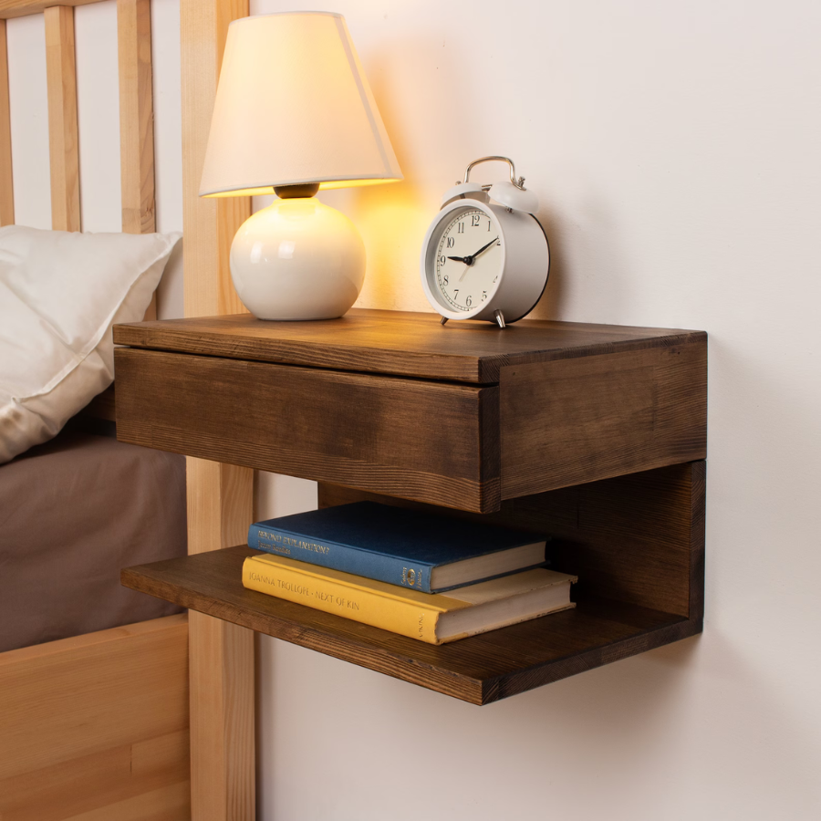 carpentray wooden wall bedside & shelf