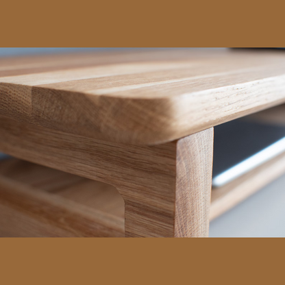 carpentray 150cm long dual shelf solid sheesham wooden monitor riser