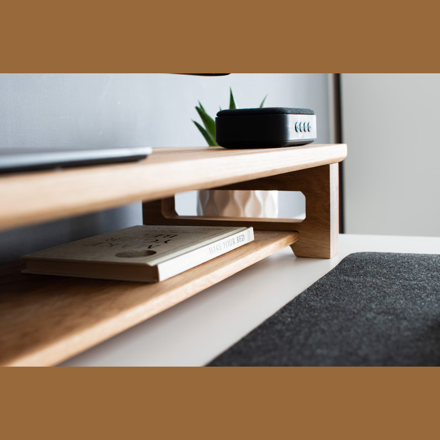 Carpentray 150cm Long Dual Shelf Solid Sheesham Wooden Monitor Riser