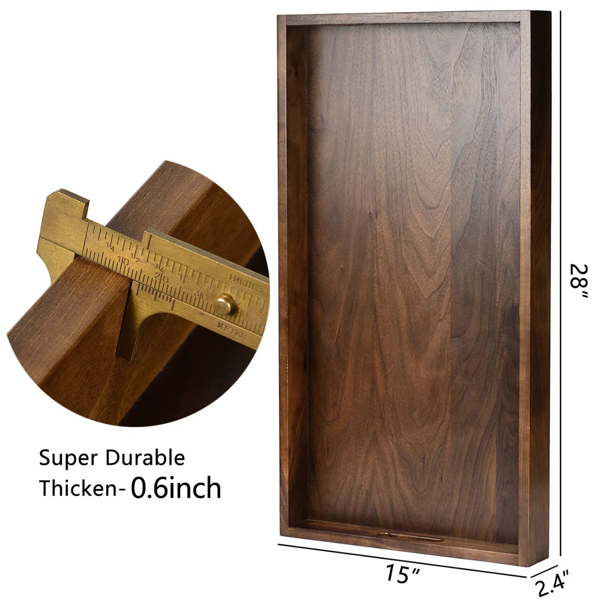 carpentary 28x15 inch wood serving tary with handles