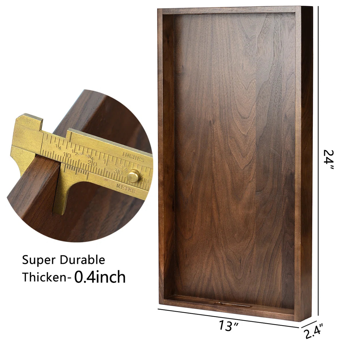 carpentary 24x13 inch wood serving tray with handles