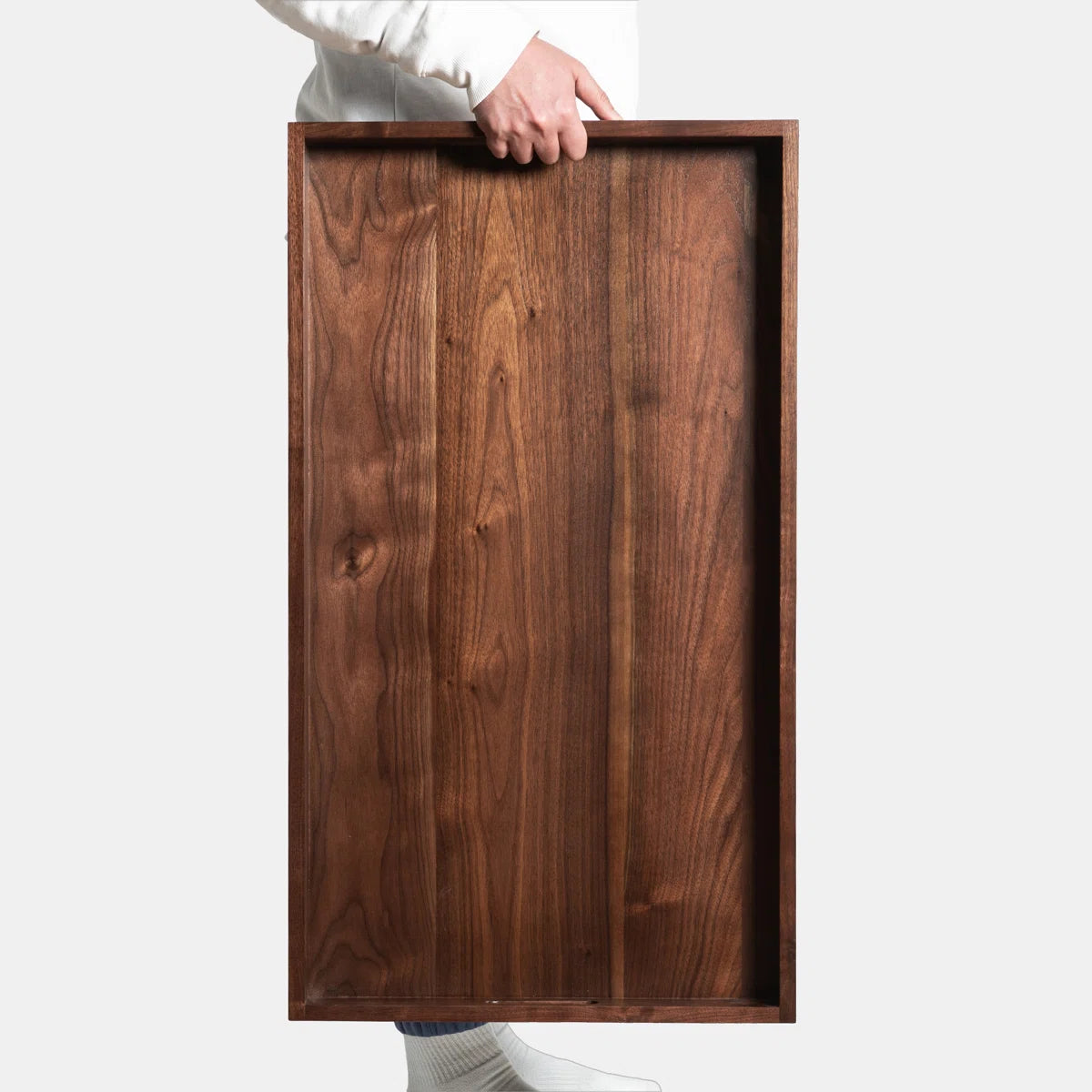 carpentary 24x13 inch wood serving tray with handles