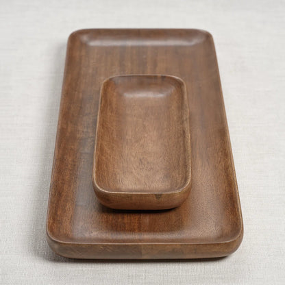 carpentray 17x6.5 inch wood serving tray with handles
