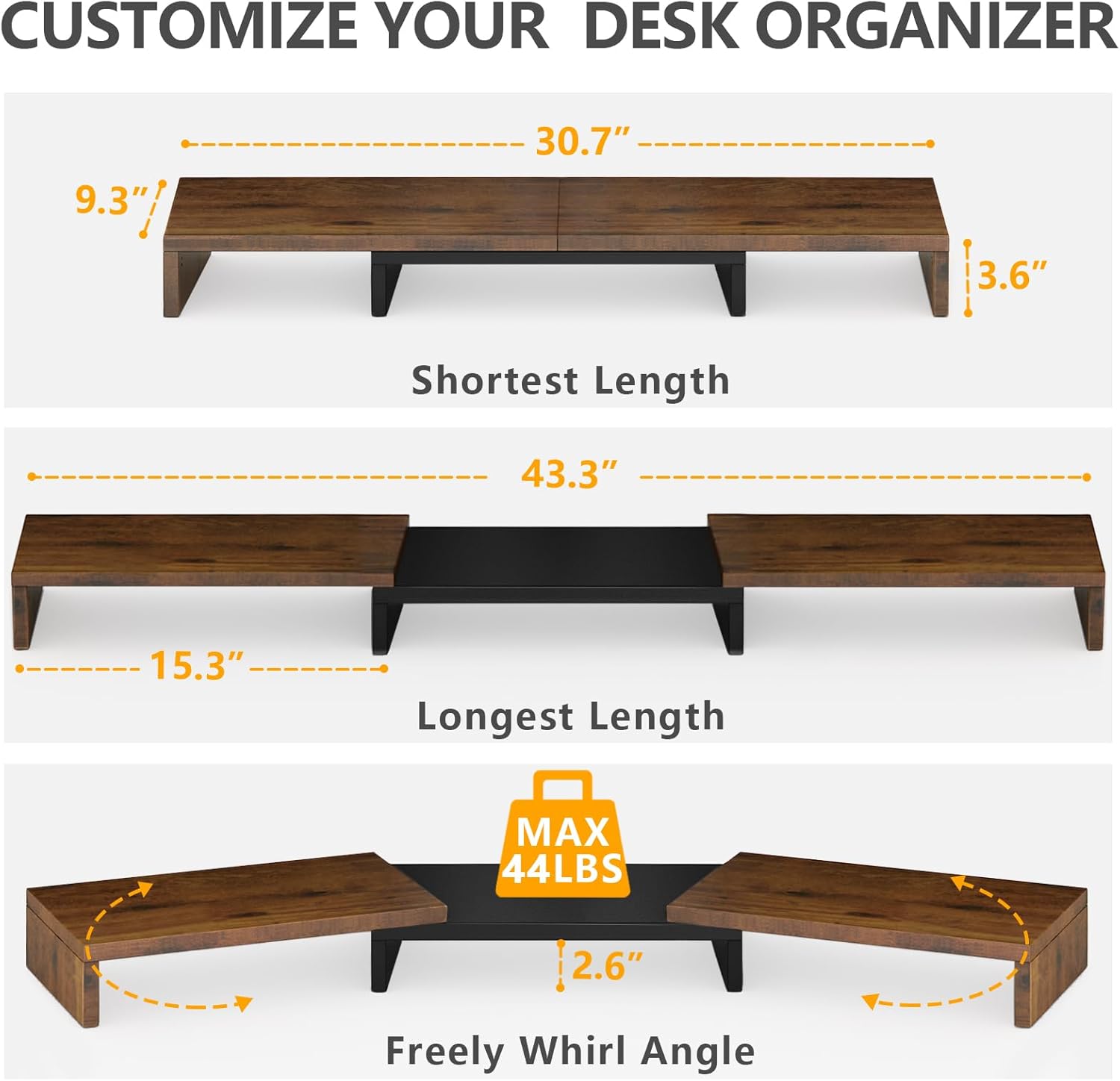 carpentray dual monitor stand riser, computer monitor stands