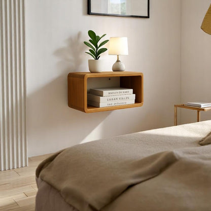 carpentray wooden wall bedside table