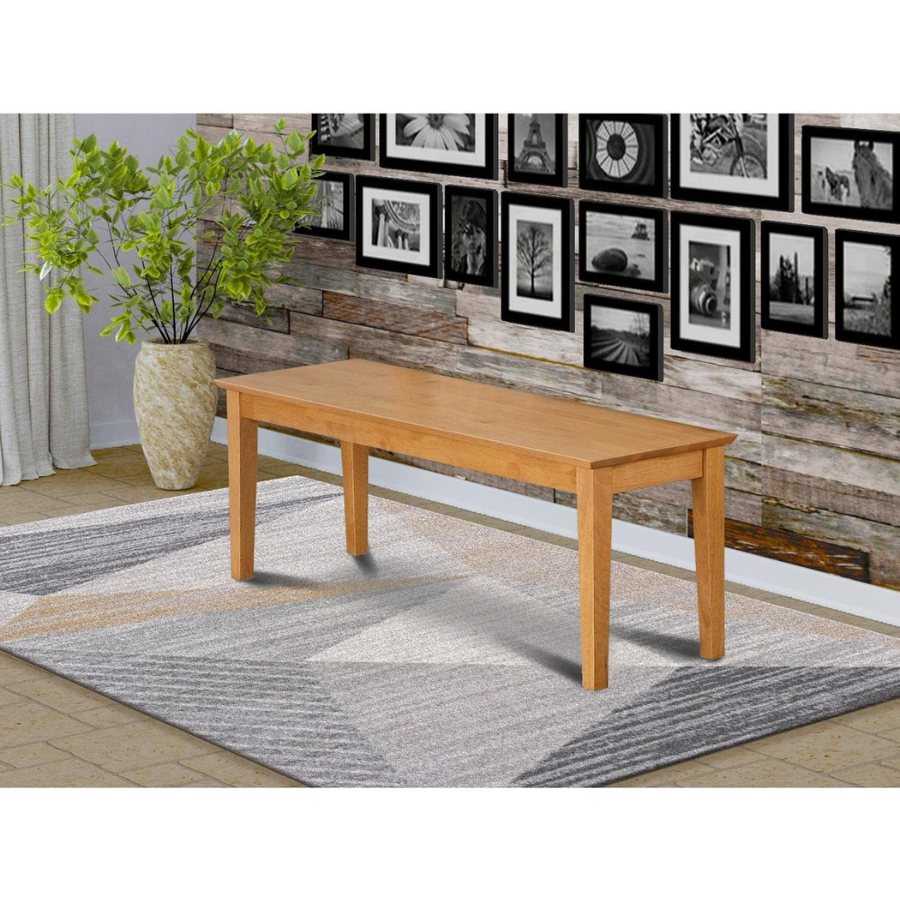 Carpentray Furniture Capri Dining Room Bench with Wood Seat, 51x15x18 Inch, Oak