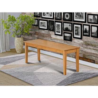 carpentray furniture capri dining room bench with wood seat, 51x15x18 inch, oak