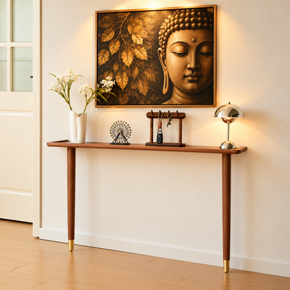 carpentray 80cm long light brown console table | modern wooden entryway table