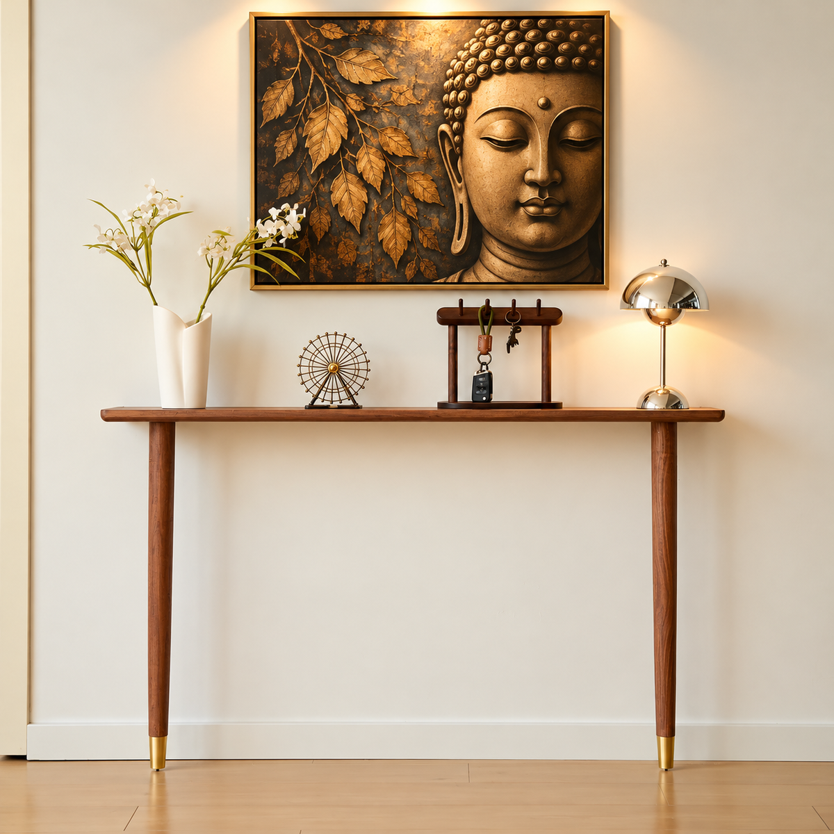 Carpentray 80cm Long Light Brown Console Table | Modern Wooden Entryway Table