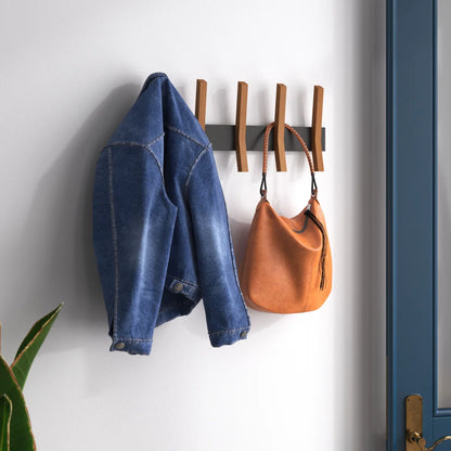 carpentray wooden wall hooks with 5 hooks