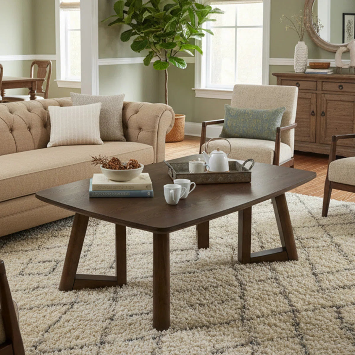 Carpentray Wooden Triangle Shape Coffee Table