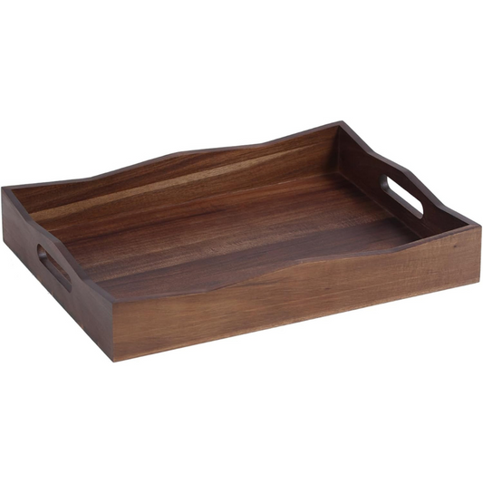 Carpentray Wood Serving Tray with Handles,16.5x12.6inch Perfect for Breakfast