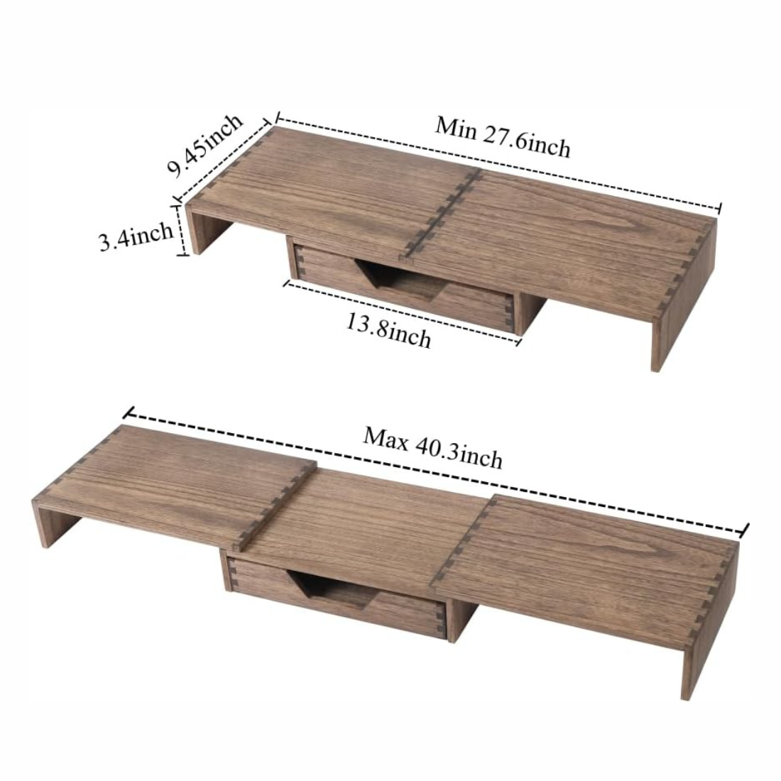 Carpentray Classic Design Wooden Monitor Riser With 1 Drawer