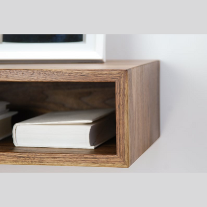 carpentray solid walnut wood floating nightstand / floating walnut bedside table / mid-century