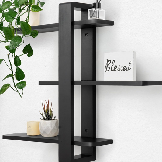 Carpentray Floating Shelves Black for Wall Mounted Shelving 3 Tier