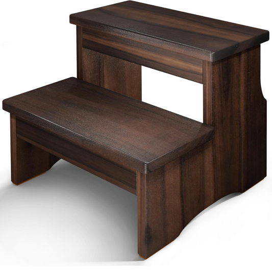 Carpentray Wooden Two Step Stool, Heavy Duty 2-Step Ladder for Adults & Kids