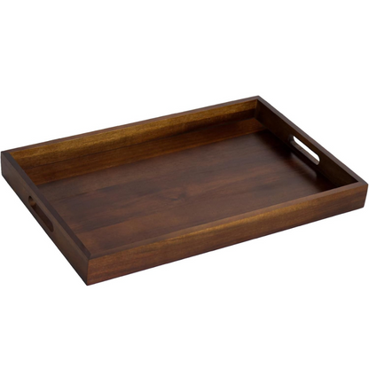 carpentray wood serving tray with handles, rustic wooden serving platter