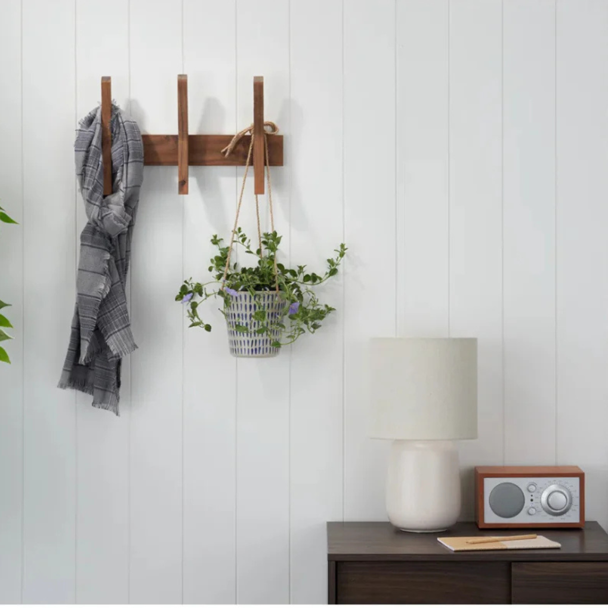 carpentray wooden wall hooks with 3 hooks,