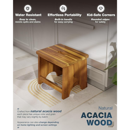 carpentray wooden step stool, 13'' heavy duty stepping stool brown