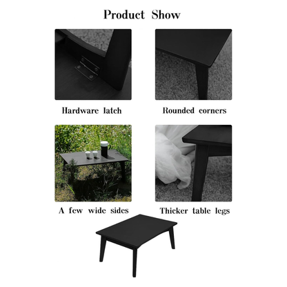 carpentray solid sheesham wood foldable small table - foldable floor desk (66x38x28 cm) black