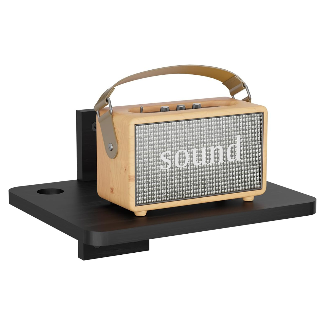 Carpentray Wooden Floating Projector Stand (Black)