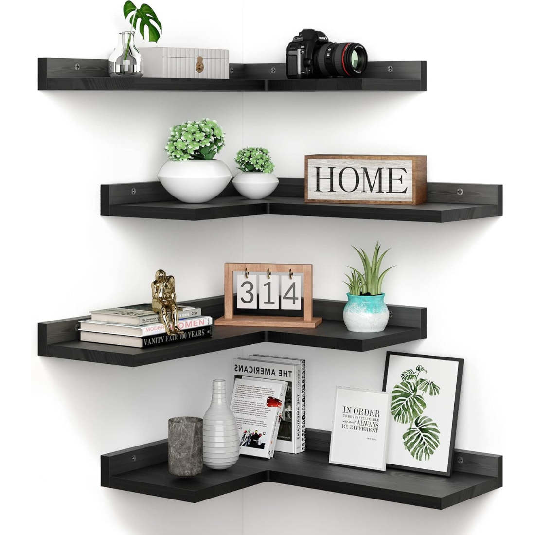 Carpentray set of 4 wooden L Shaped Wall Shelf