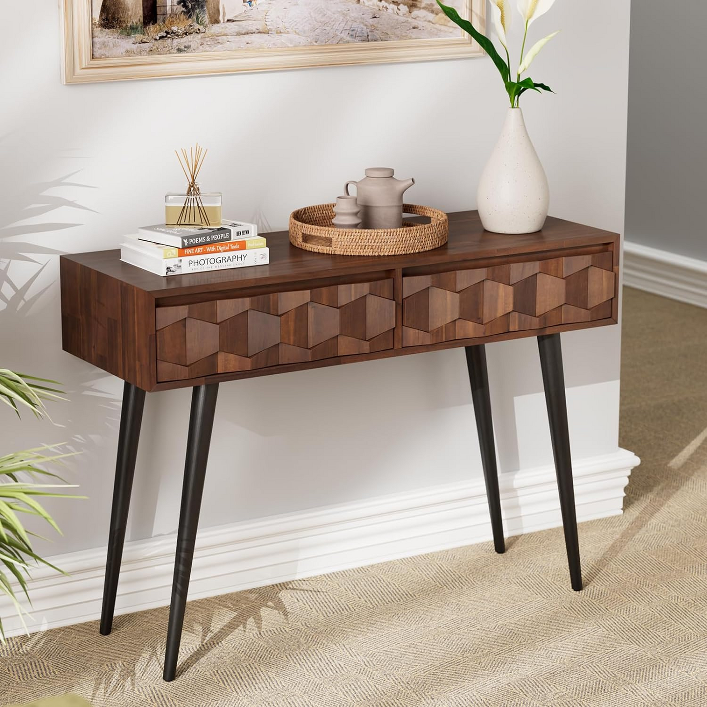 Carpentray Wooden 2 Drawer Console Table