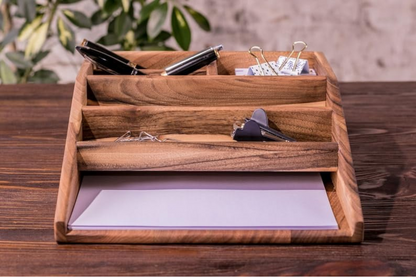 carpentray wooden office desk organizer tary